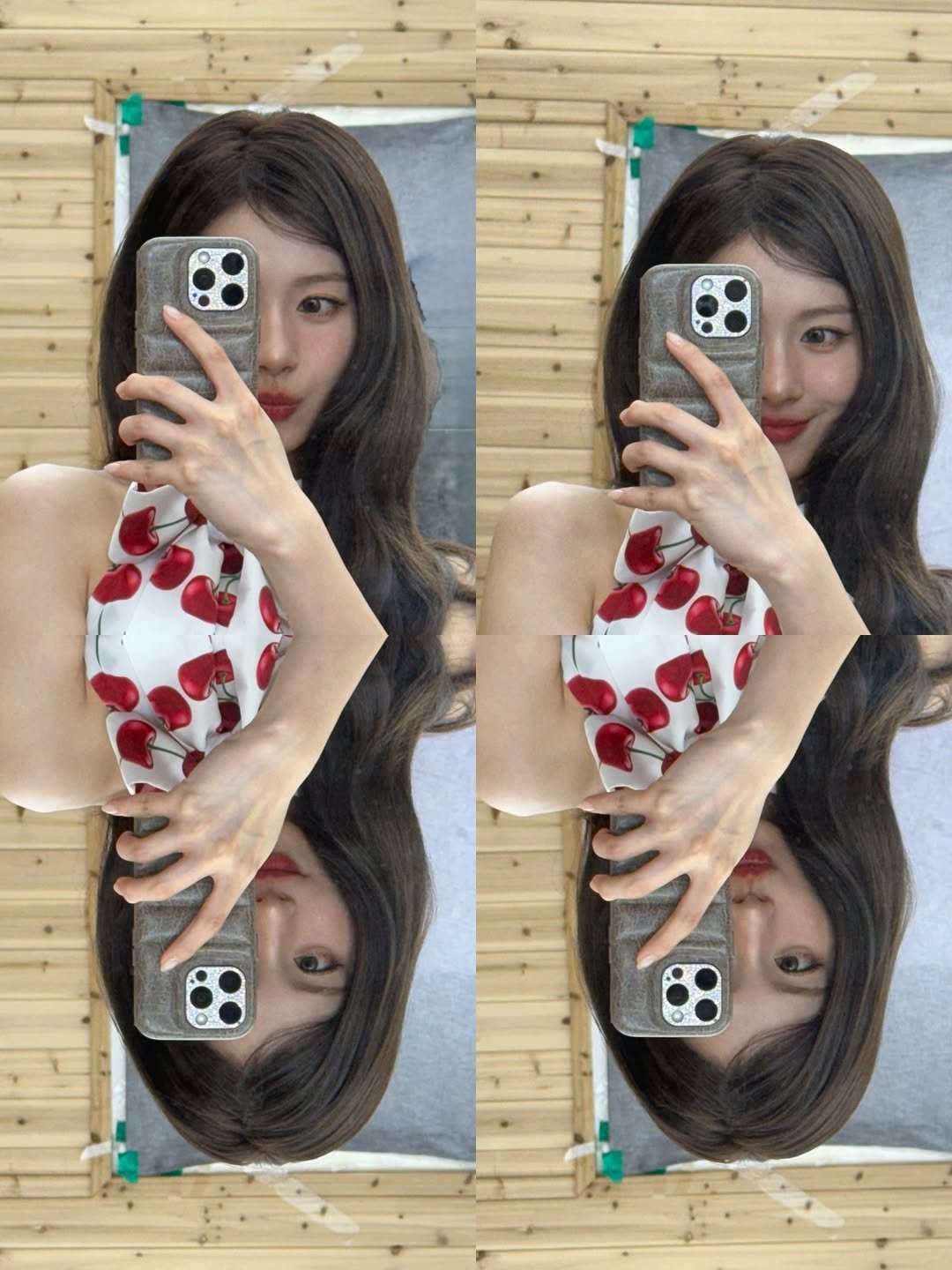 Photo by 사나 𝚂𝚊𝚗𝚊 on February 17, 2026. May be a selfie of one or more people, hair, heart, phone, mirror and text.