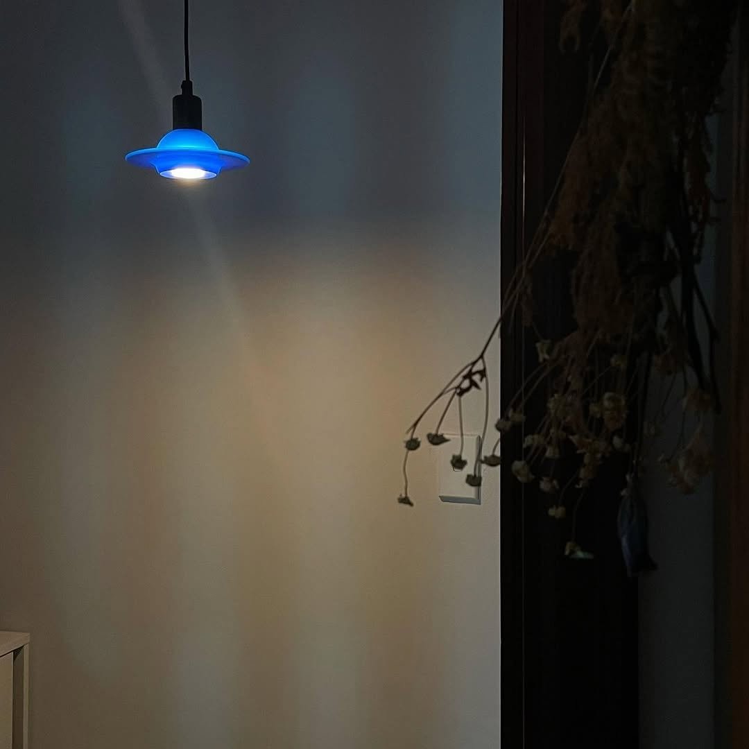 Photo by 프라네테스 | 빈티지조명.빈티지소품.합정동쇼룸 on June 14, 2025. May be an image of wind chime, baby's-breath and cornflower.