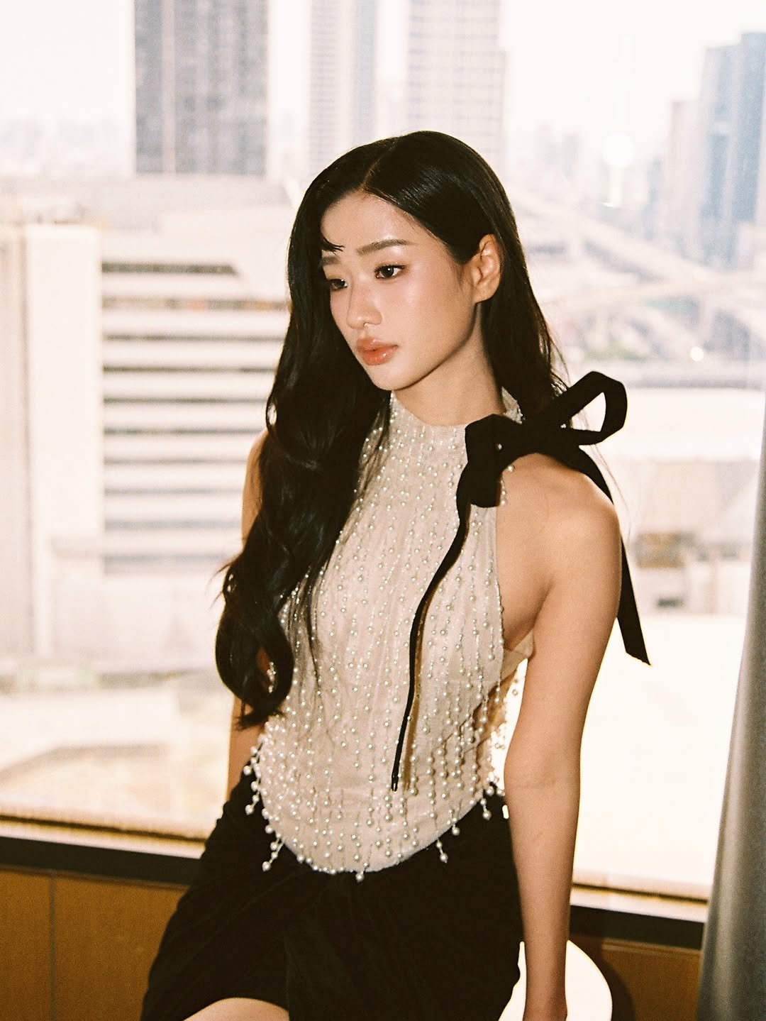 Photo shared by ตู / t u on November 25, 2025 tagging @montsand_official. May be an image of one or more people, hair, top, dress and text.