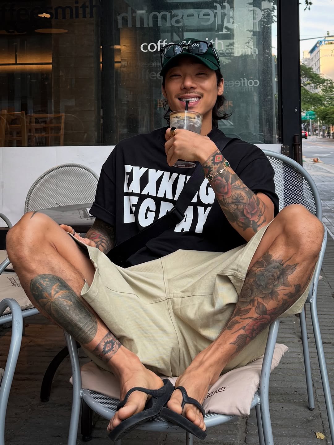 Photo shared by 비 르 on June 11, 2025 tagging @saltyudt, @virstyle.kr, and @fxxking.legday. May be an image of 1 person, ice cream, skateboard, gelato and text.