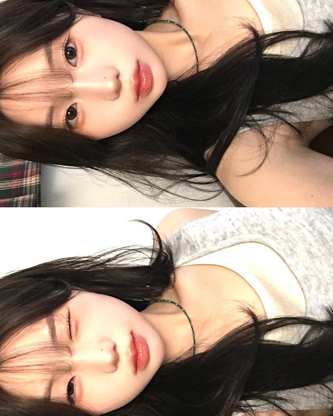 Photo by 강다인 on May 31, 2025. May be a selfie of one or more people, hair, lipstick, makeup and text.
